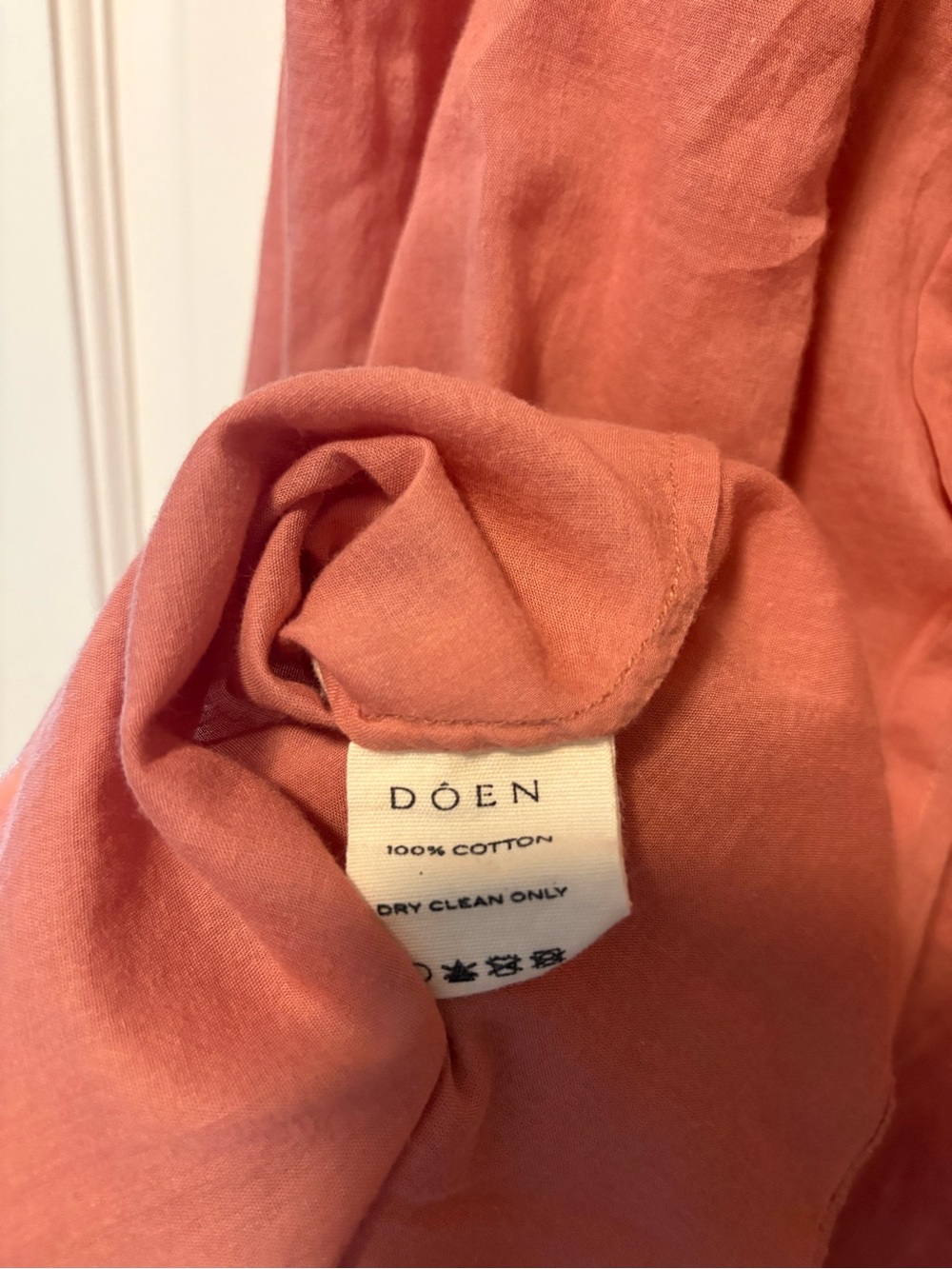 Doen pink rose cotton lightweight ruffle collar button up blouse top s small - Picture 7 of 8